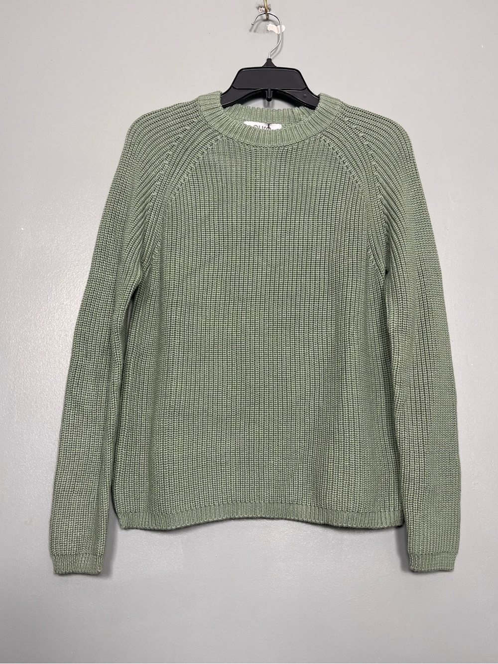 Pura Cashmere 100% Cotton Fisherman Crewneck Sweater Women’s Size XS Sage Green - Picture 3 of 7